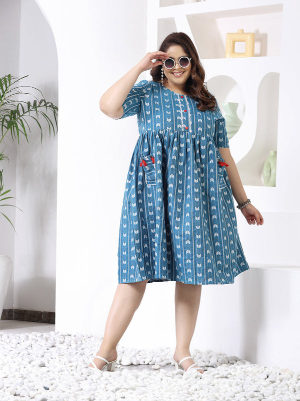 Plus Size Self Design Cotton Blend Maxi Dress | NOZ2TOZ - Made In INDIA.