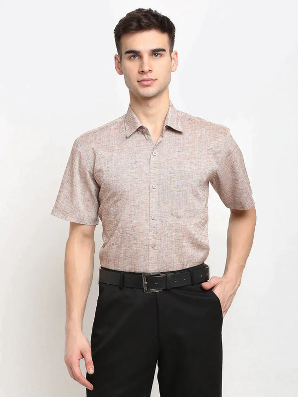 Rust Men's Solid Cotton Half Sleeves Formal Shirt | WomensFashionFun