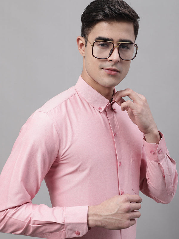 Men's Coral Cotton Solid Formal Shirt | WomensFashionFun