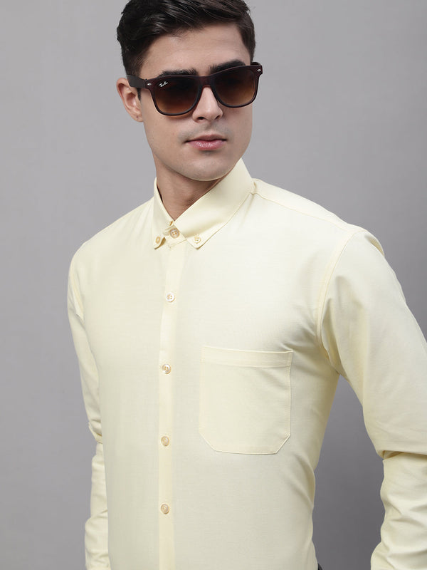 Men's Lemon Cotton Solid Formal Shirt | WomensFashionFun