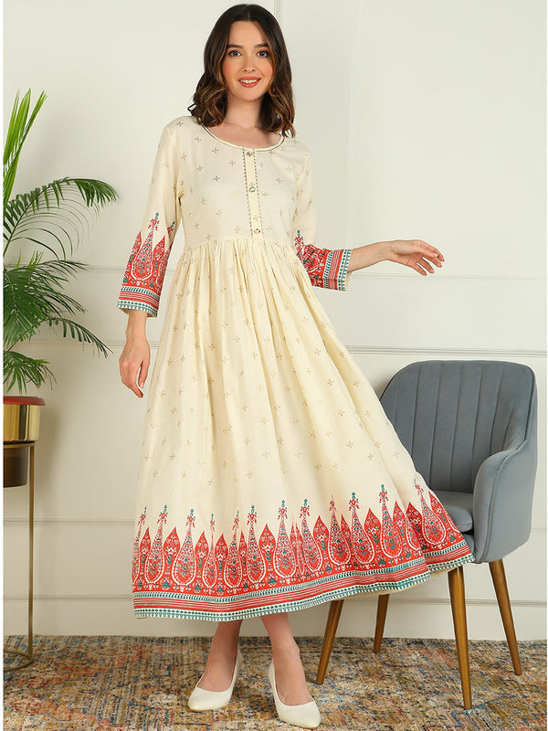 Flared Printed Viscose Rayon Dress | WomensFashionFun.com