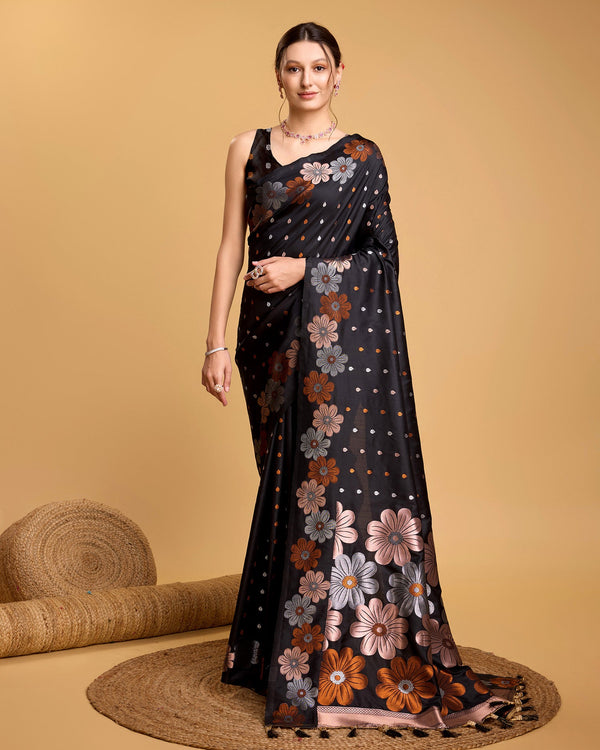 Women Party Wear Premium Banarasi Silk Saree with Un Stitched Blouse | WomensFashionFun.com