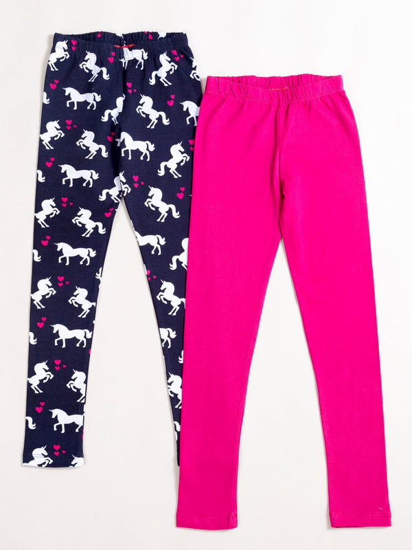 Girls Pack Of 2 Cotton Ankle-Length Leggings | WomensFashionFun.com