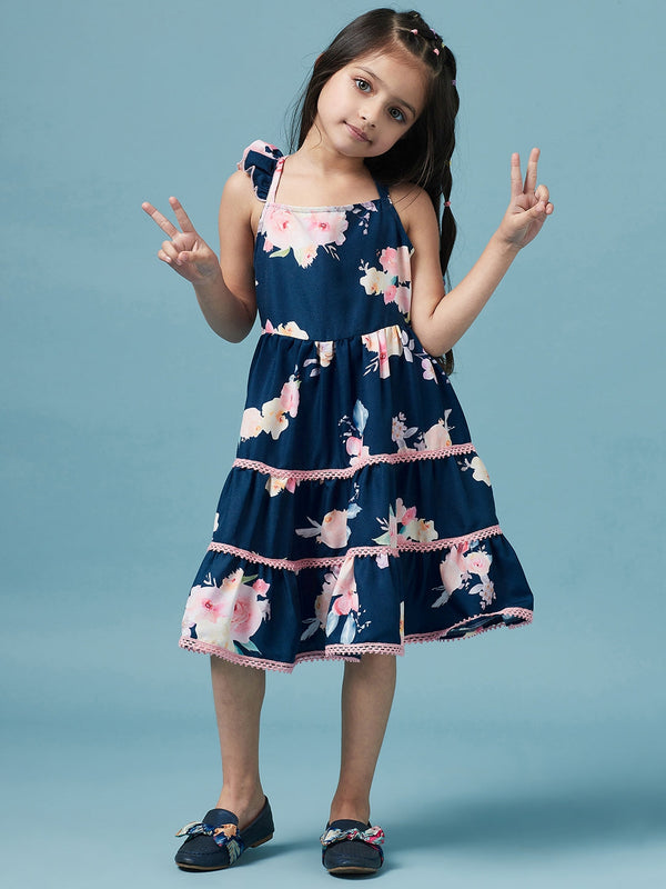 Tiered Floral Printed Fit Flare Dress | WomensFashionFun.com