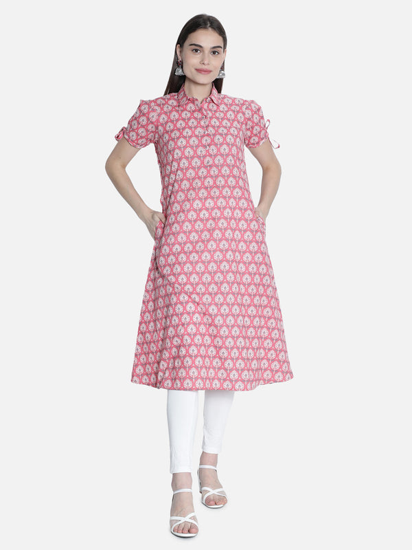Women Peach And White  Printed Dress | WomensFashionFun.com