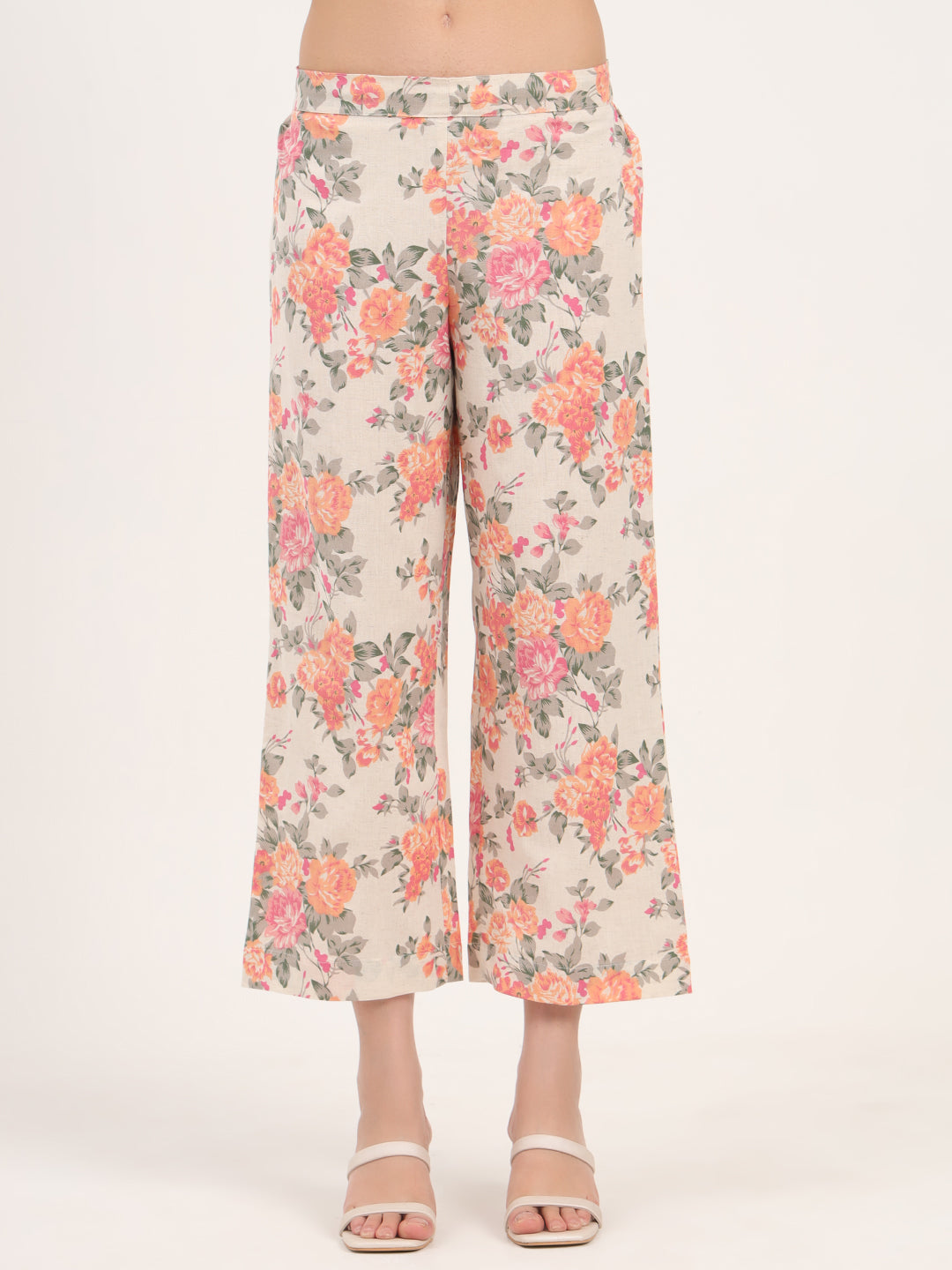 Divena Cream Floral Printed Cotton Kurta Sets