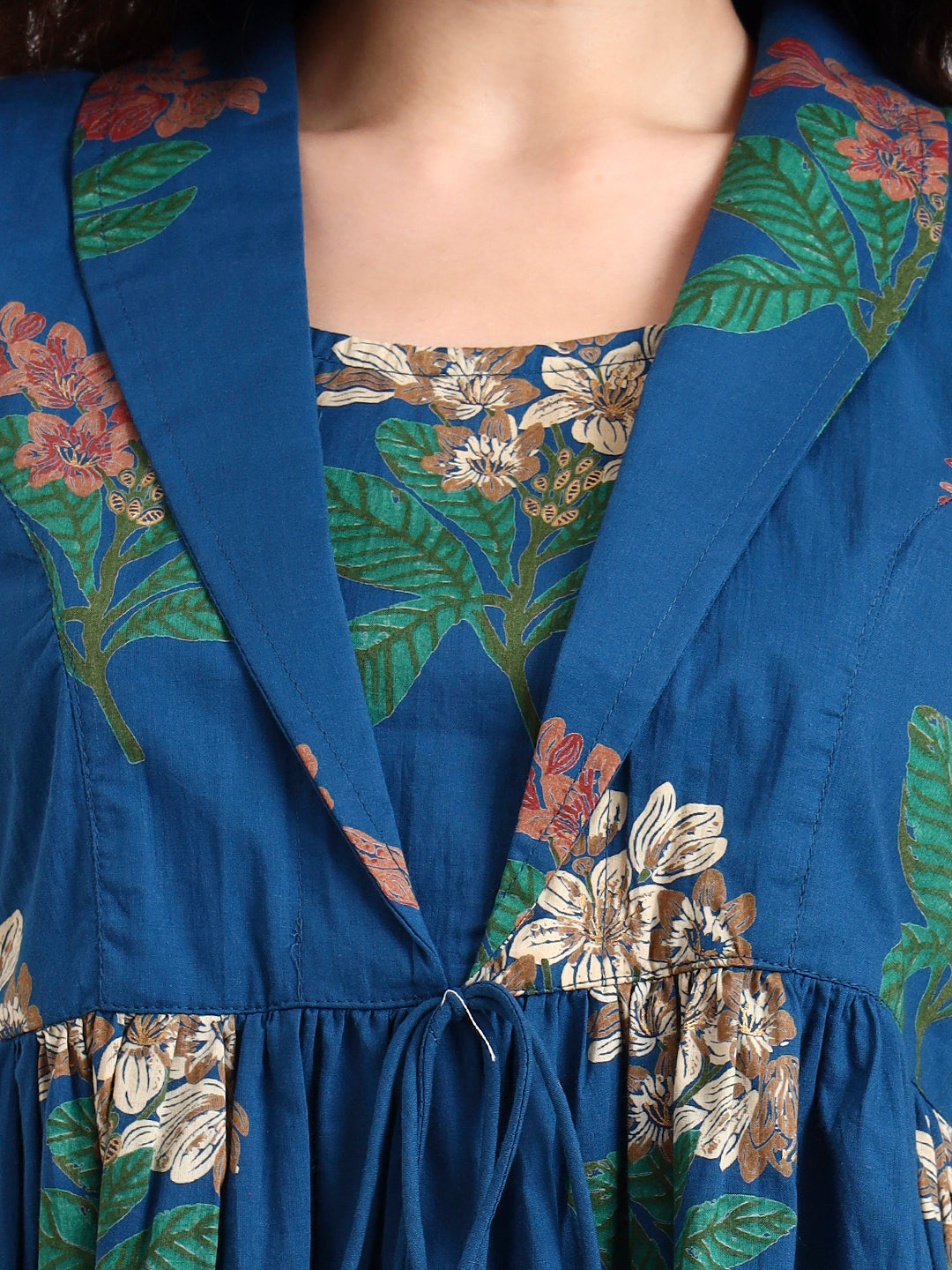 Divena Sky Blue Floral Print Cotton Top