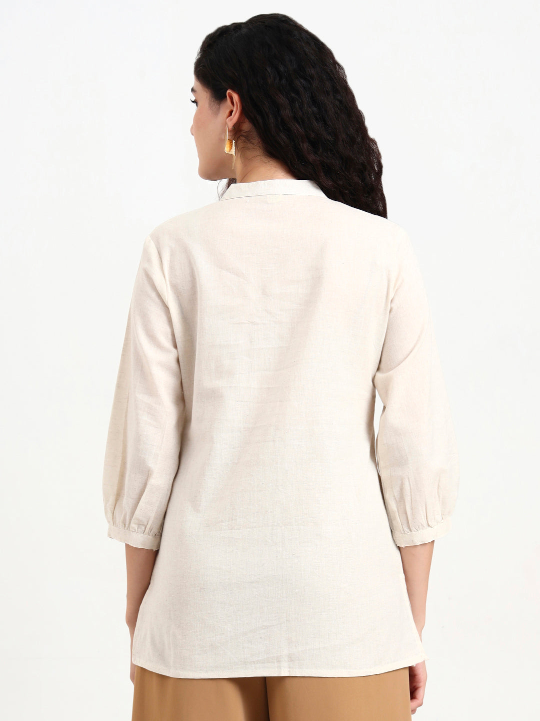 Divena Off White Embroidered Cotton Top