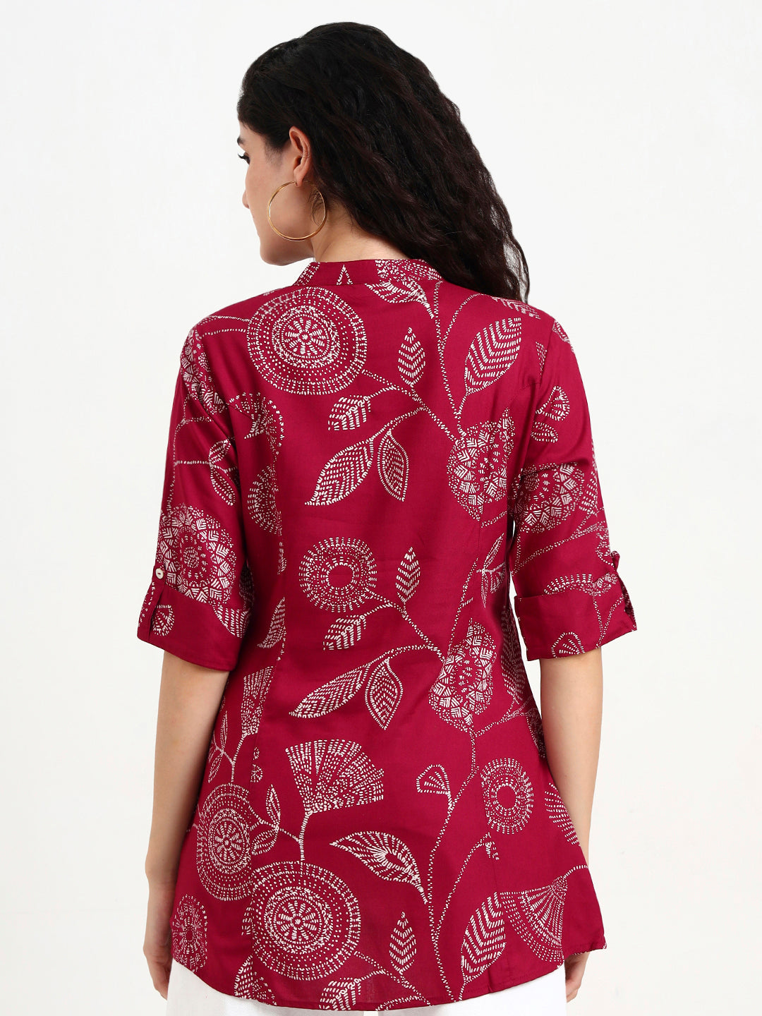 Divena Maroon Printed Rayon Top