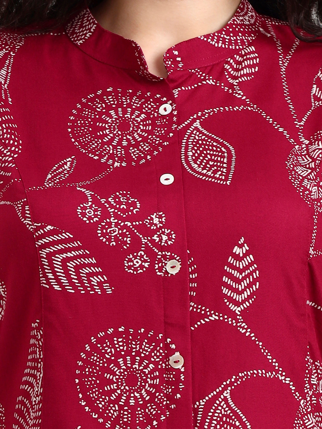 Divena Maroon Printed Rayon Top