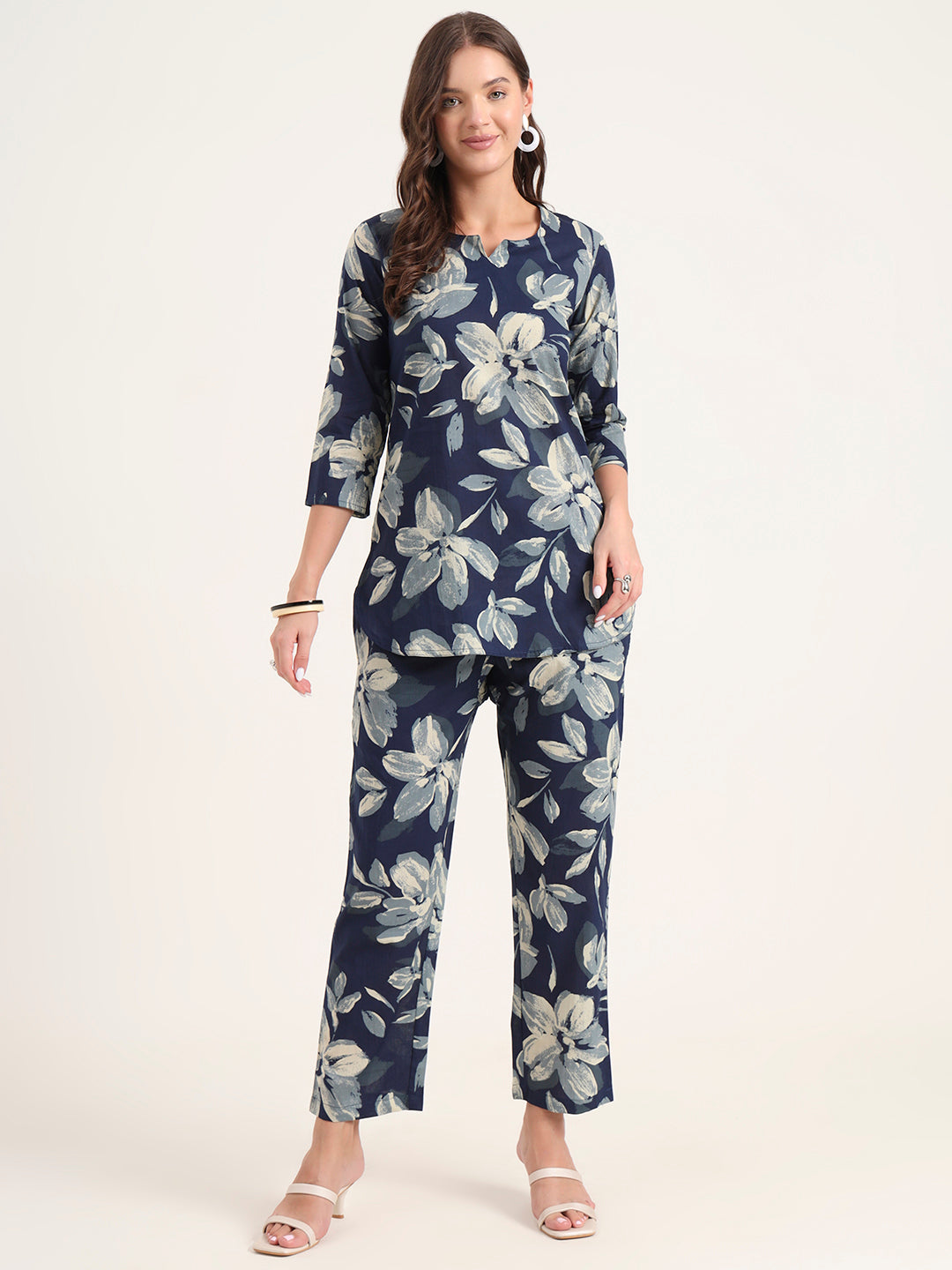 Divena Blue Printed Cotton Night Suit Sets