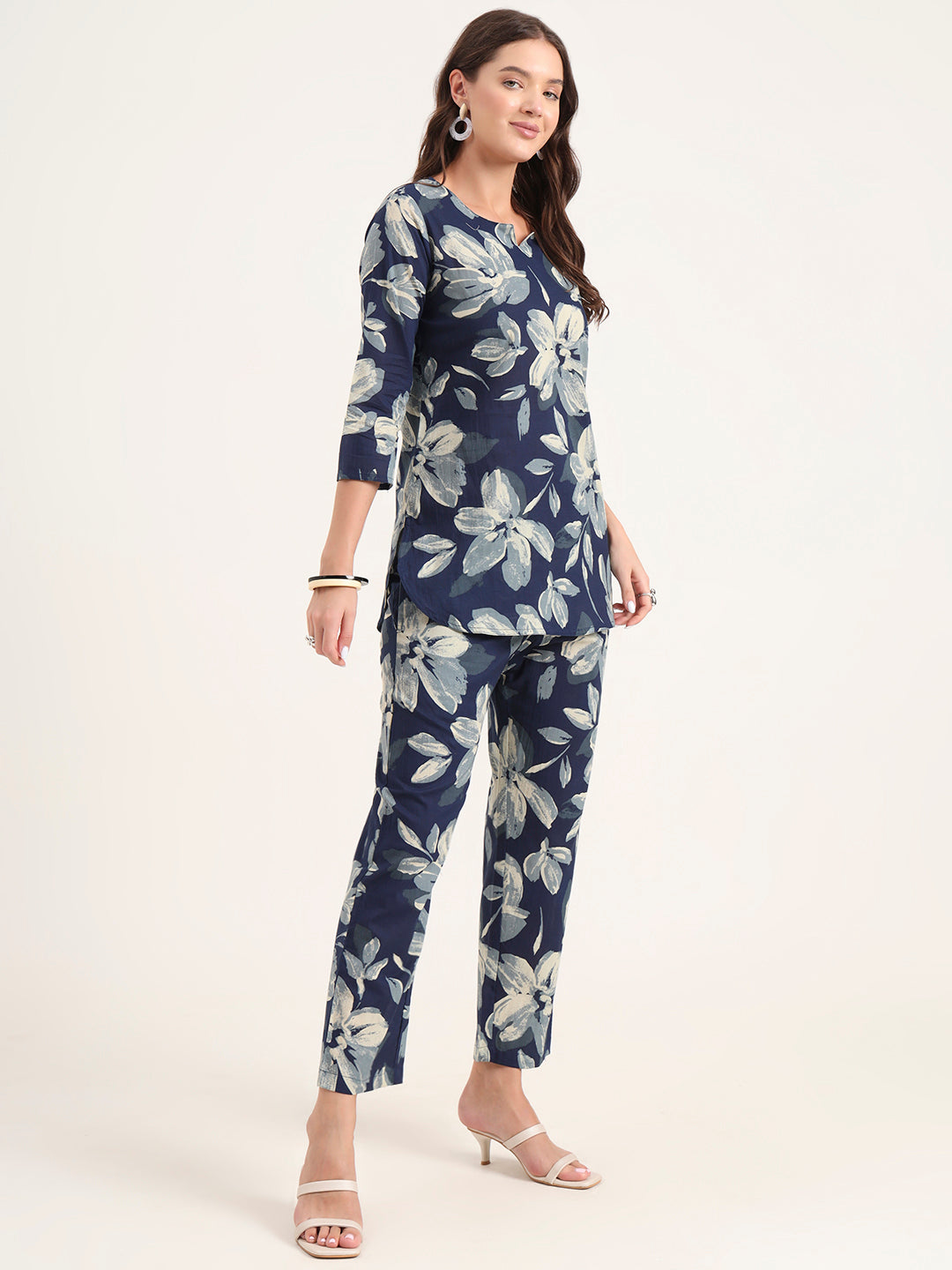 Divena Blue Printed Cotton Night Suit Sets