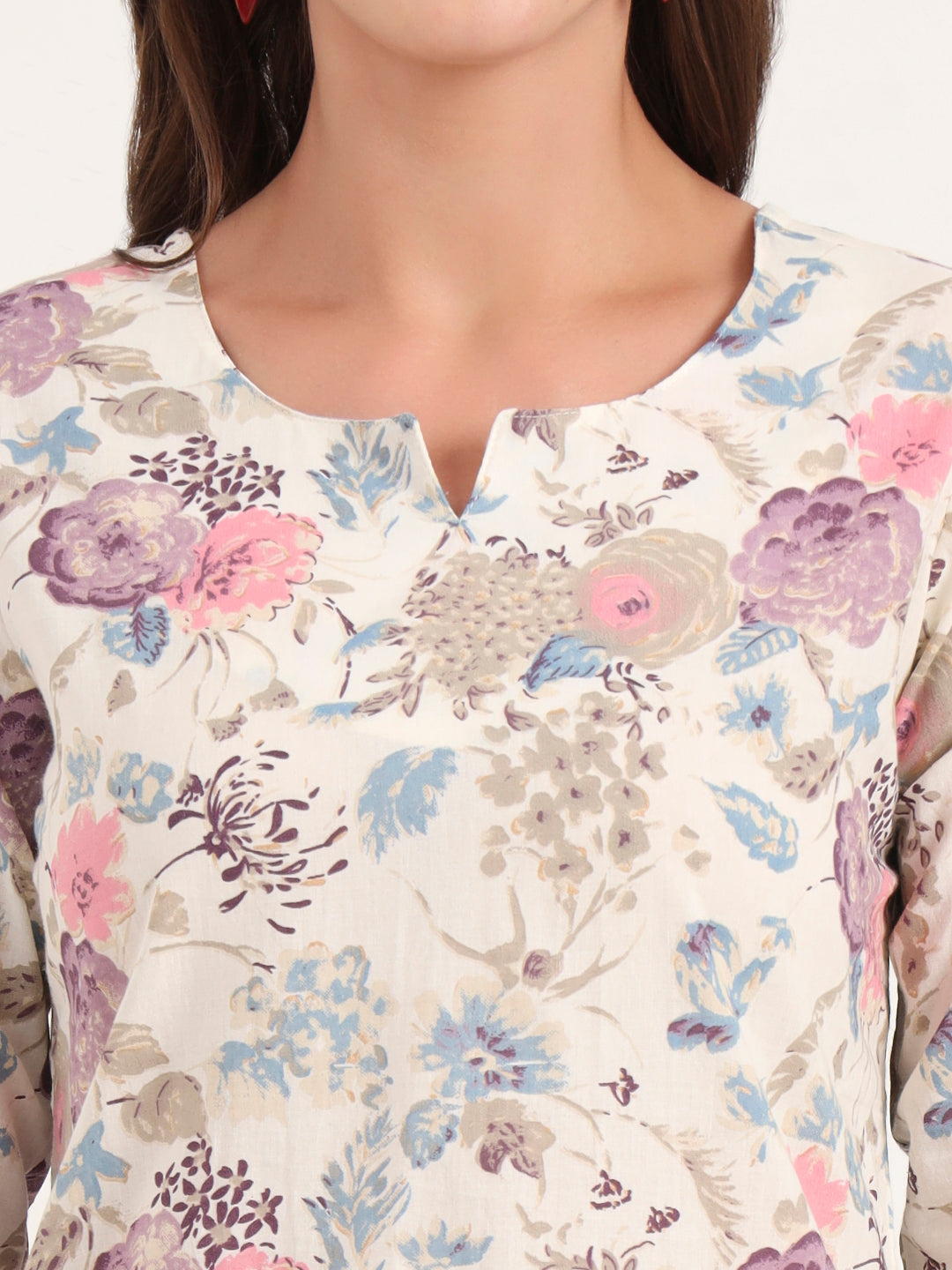 Divena Cream Printed Cotton Night Suit Sets