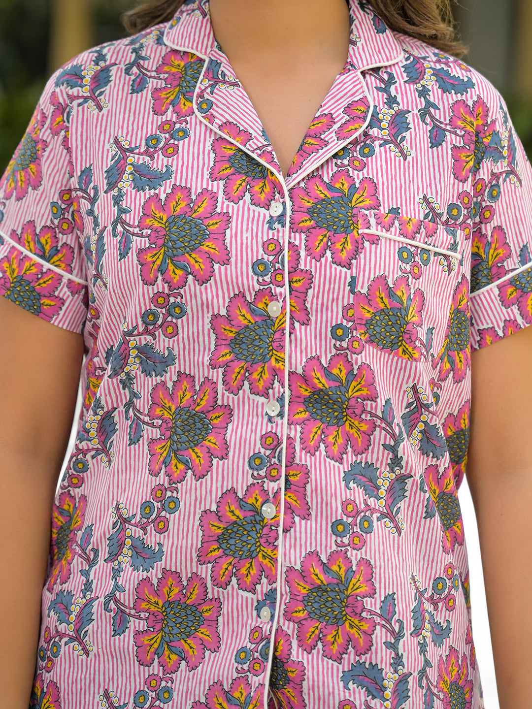 Divena Pink Floral Print Cotton Night Suits