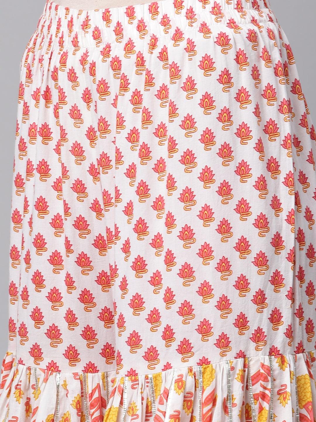 Divena Yellow White Peplum Top Sharara Set with Dupatta