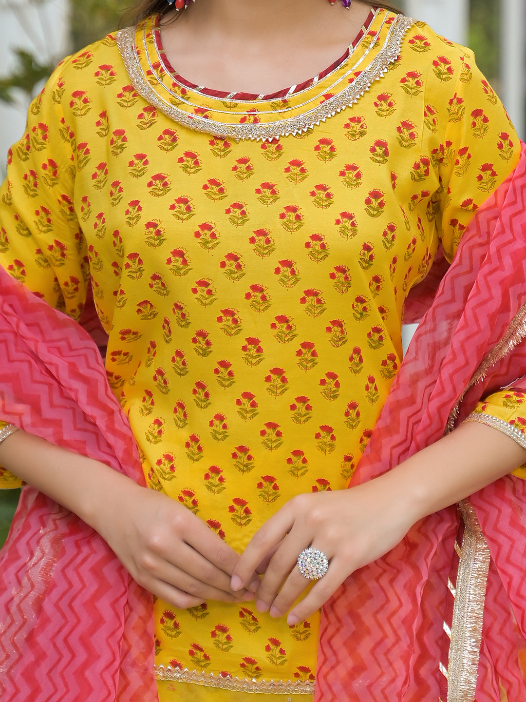 Divena Yellow Muslin Kurti Sharara with Dupatta