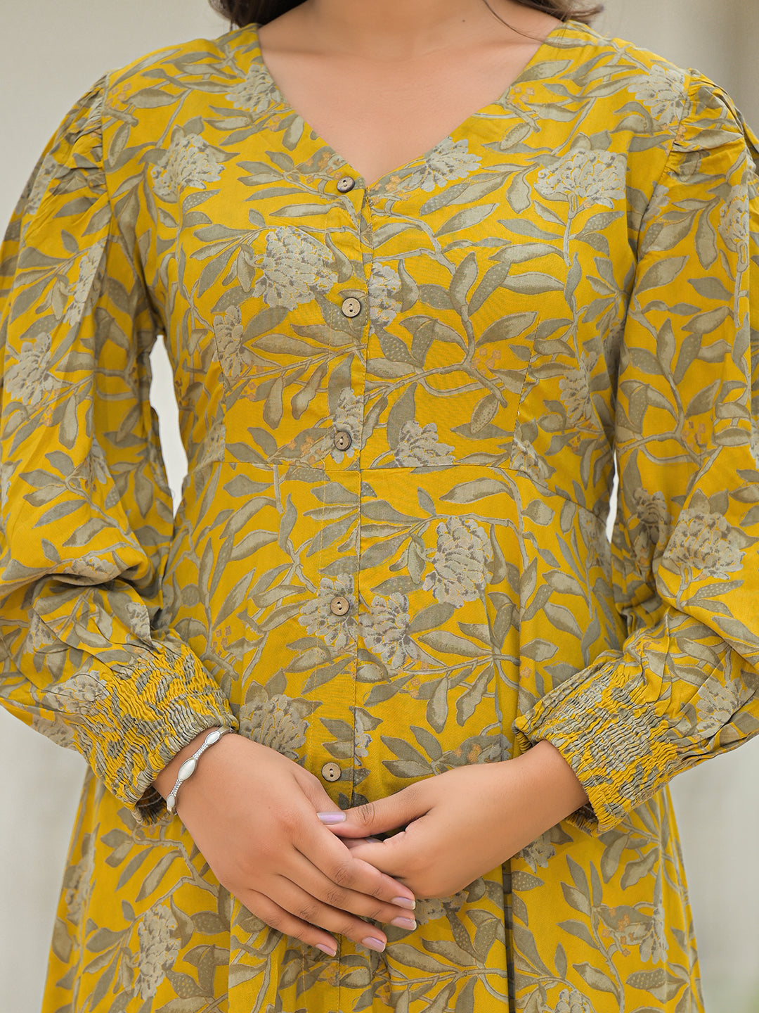 Divena Mustard Rayon Flare Dress