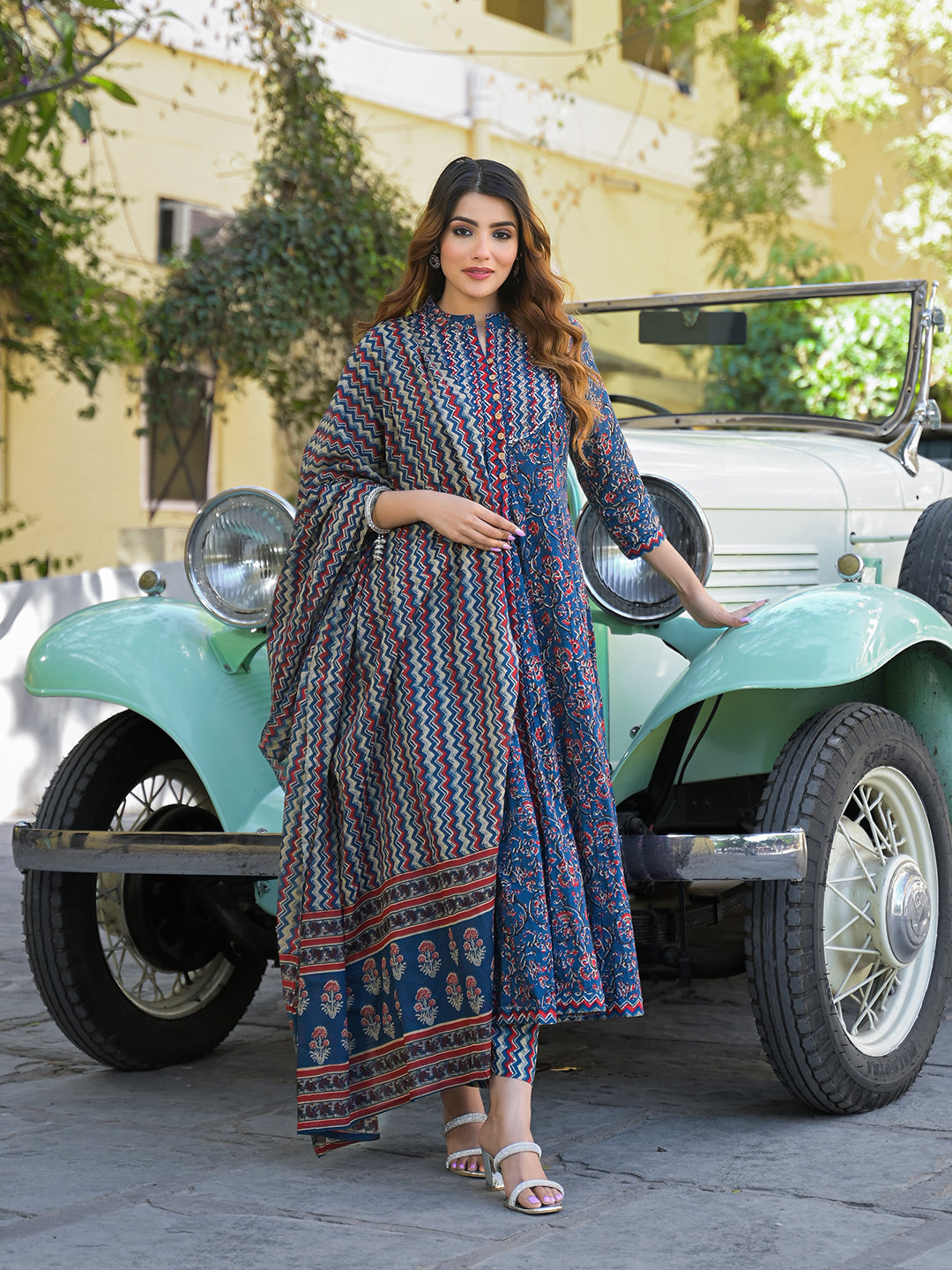 Divena Multicolor Floral Print Cotton Fabric Kurta Pant With Dupatta