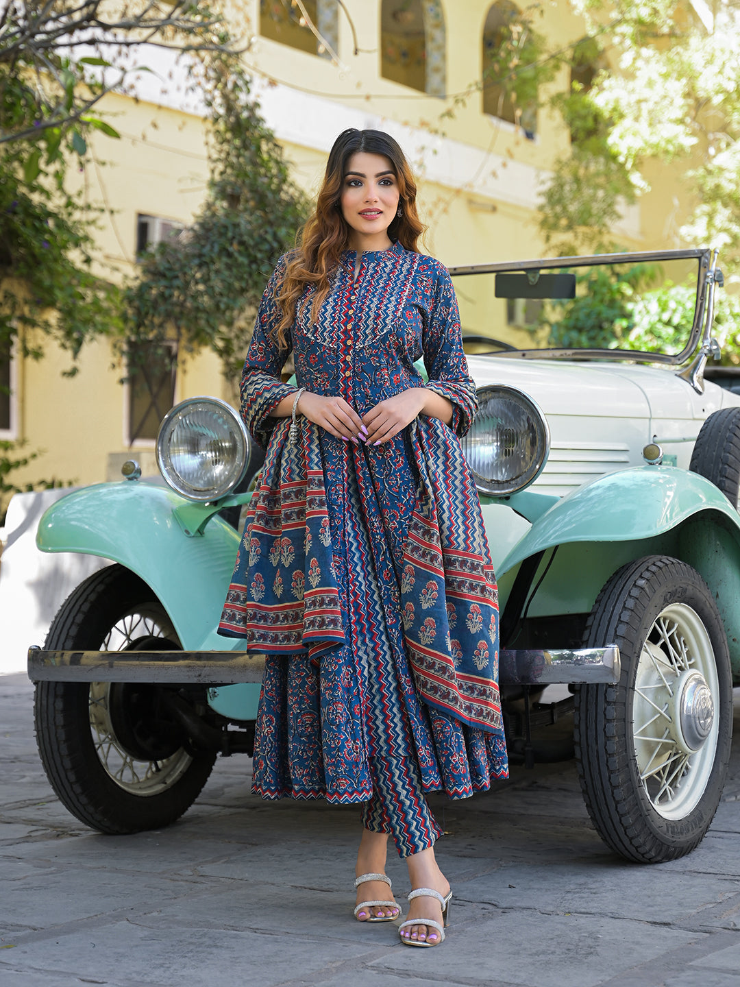 Divena Multicolor Floral Print Cotton Fabric Kurta Pant With Dupatta