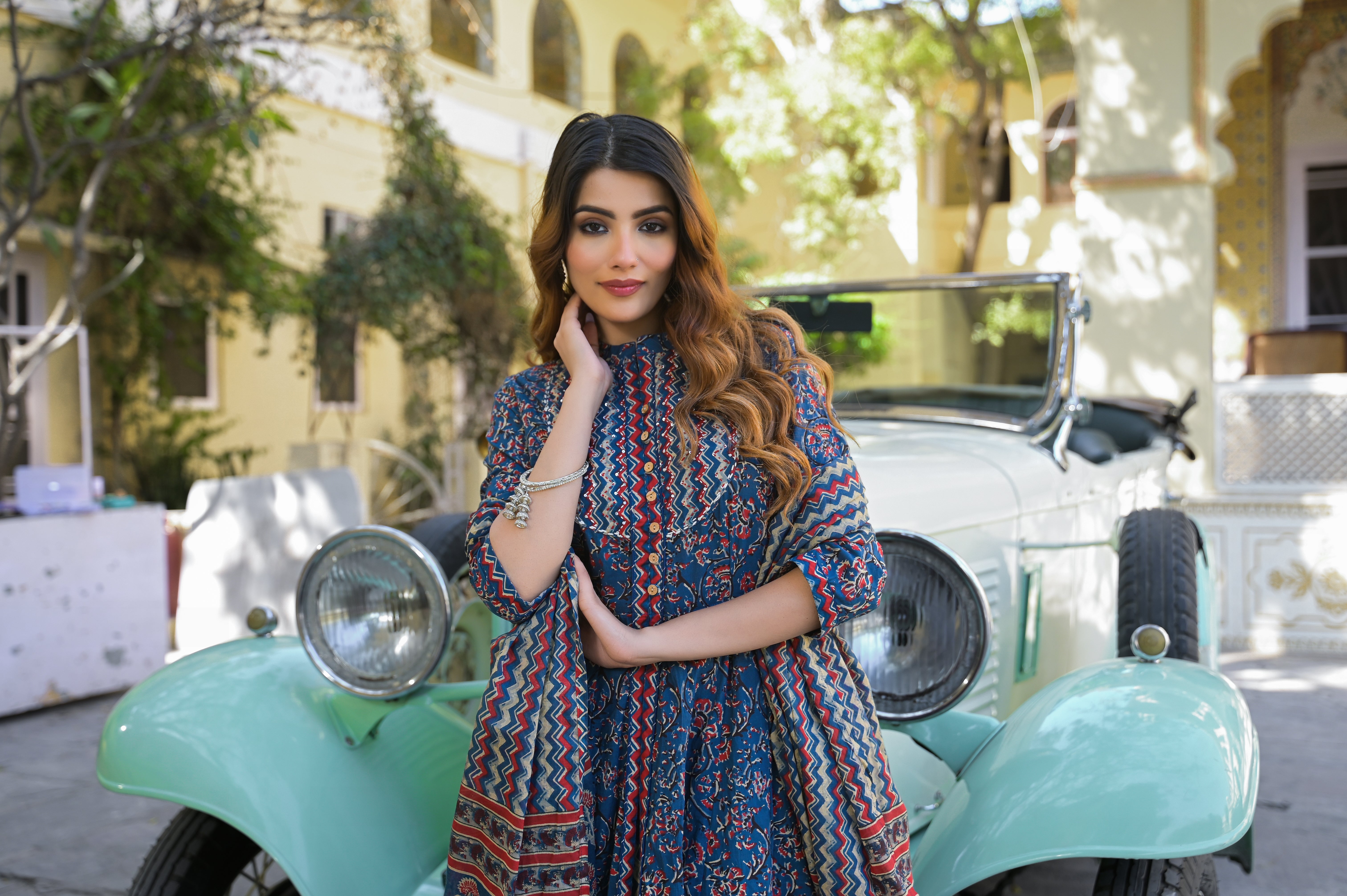 Divena Multicolor Floral Print Cotton Fabric Kurta Pant With Dupatta