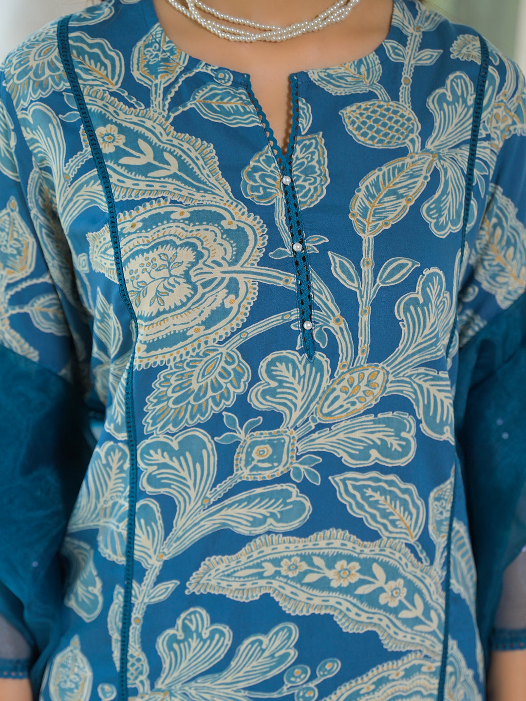 Divena Blue Rayon Floral Printed Kurta Pant with Dupatta