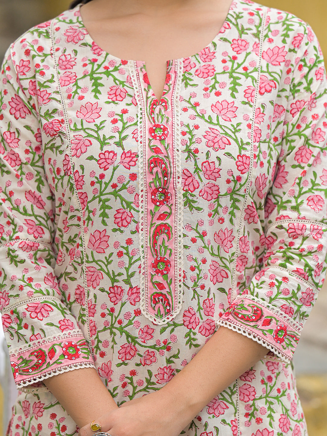 Divena Handblock Print Cotton Kurta Pant Set with Dupatta