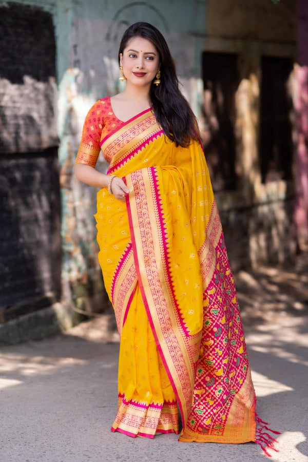 Women Party Wear Premium Patola Silk Saree with Un Stitched Blouse | womensfashionfun