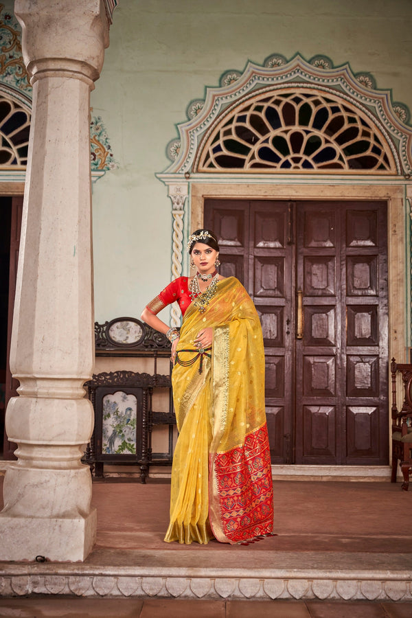 Women Party Wear Weaving Work Cotton Silk Saree with Un Stitched Blouse | WomensFashionFun.com