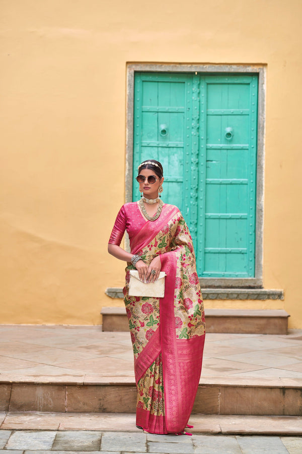 Women Party Wear Weaving Work Kanjivaram Silk Saree with Un Stitched Blouse | WomensFashionFun.com