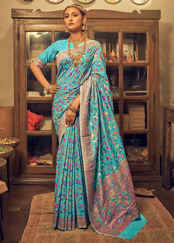 Women Party Wear Jari Weaving Modal Silk Cotton Base Saree with Un Stitched Blouse | womensfashionfun