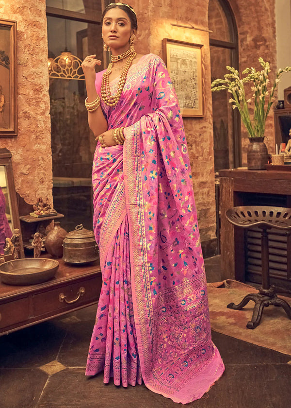 Women Party Wear Jari Weaving Modal Silk Cotton Base Saree with Un Stitched Blouse | womensfashionfun