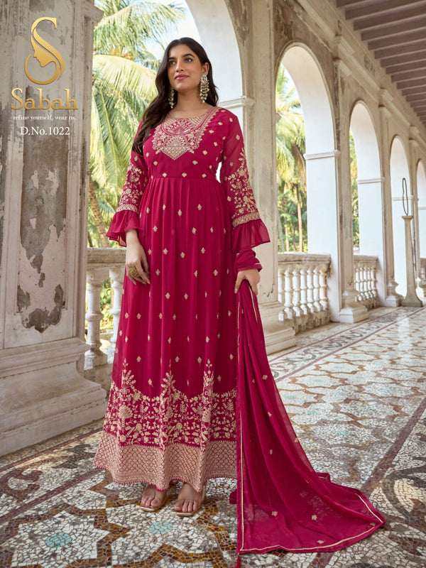Pink Georgette Embroidered Anarkali Suit | WomensFashionFun.com