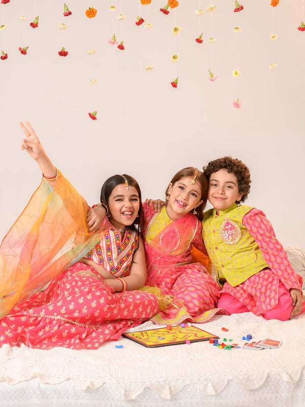 Girls Printed With Gotta Patti Ready To Wear Lehenga Blouse With Dupatta | WomensFashionFun.com
