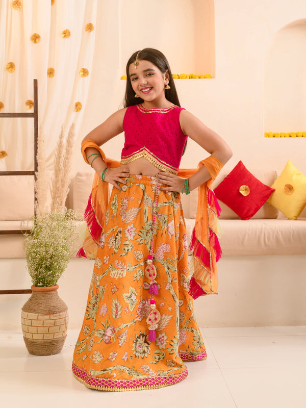 Girls Printed Ready To Wear Lehenga Choli With Dupatta | WomensFashionFun.com