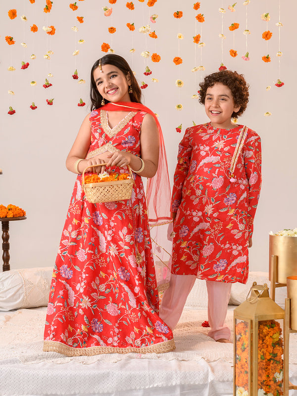 Girls Printed Ready To Wear Lehenga Blouse With Dupatta | WomensFashionFun.com