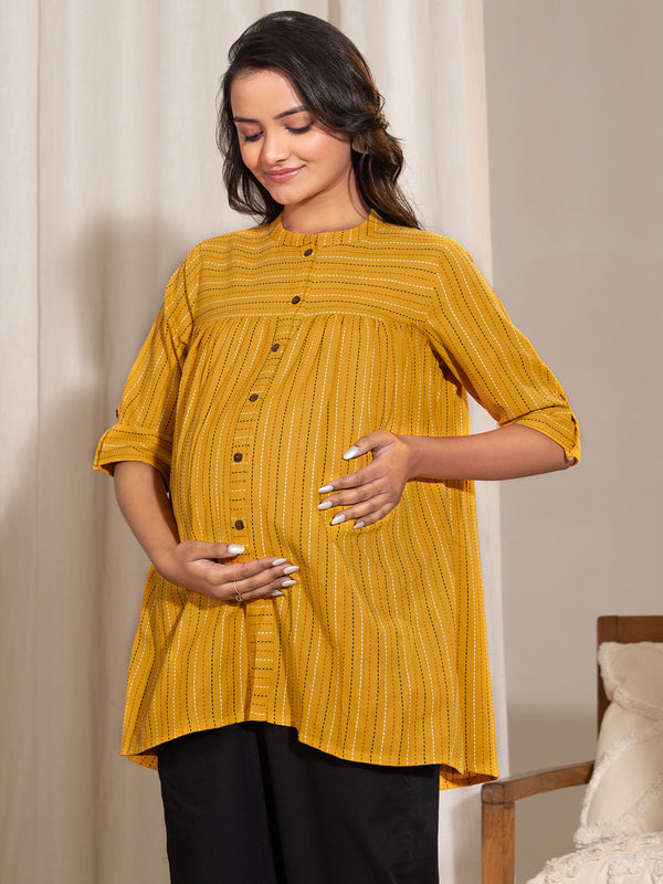 Women Mustard Cotton Maternity Top | WomensFashionFun.com