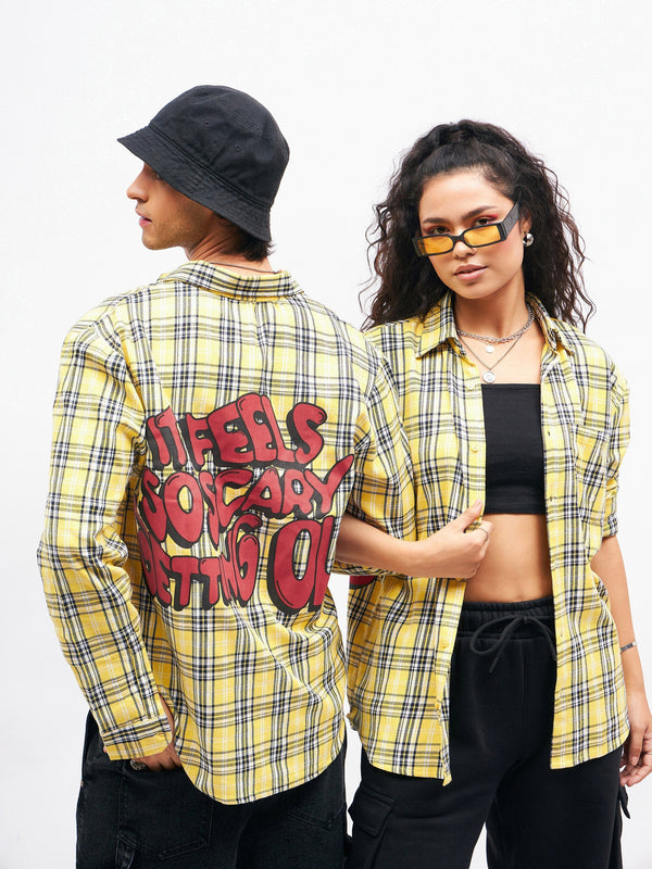 Unisex Yellow Check GETTING OLD Oversized Shirt | womensfashionfun
