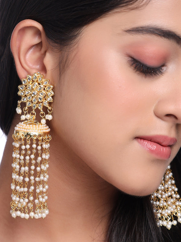 Women Gold-Plated Contemporary Jhumkas Earrings | WomensFashionFun.com
