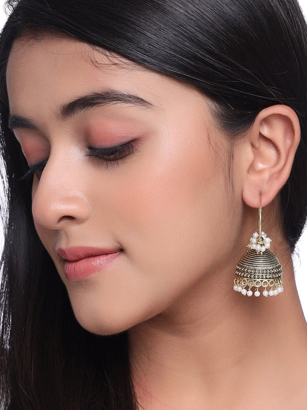 Women Gold toned contemporary Jhumkas Earrings | WomensFashionFun.com