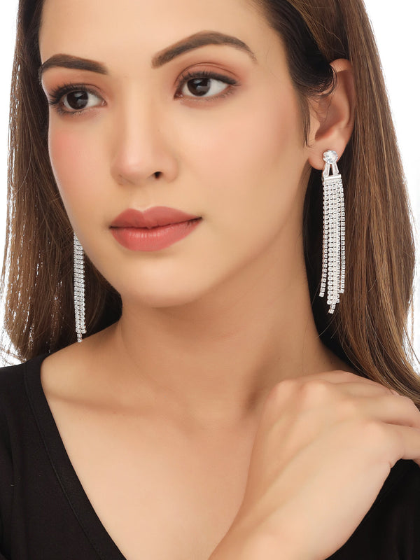 Women Silver toned contemporary Drop Earrings | womensfashionfun