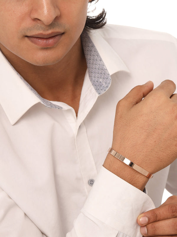 Men's Rose Gold Metal Interlock Kada Bracelet | WomensFashionFun.com