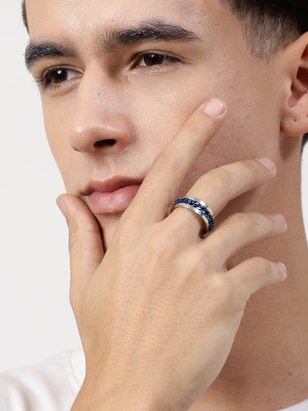 Men's Rhodium Plated Stainless Steel Finger Ring | WomensFashionFun.com