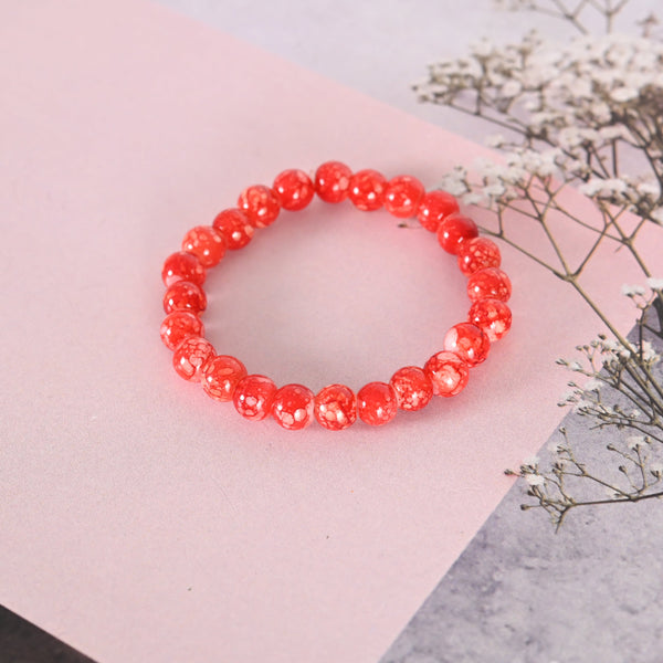 Unisex Red Marble Crystal Elasticated Bracelet | WomensFashionFun.com
