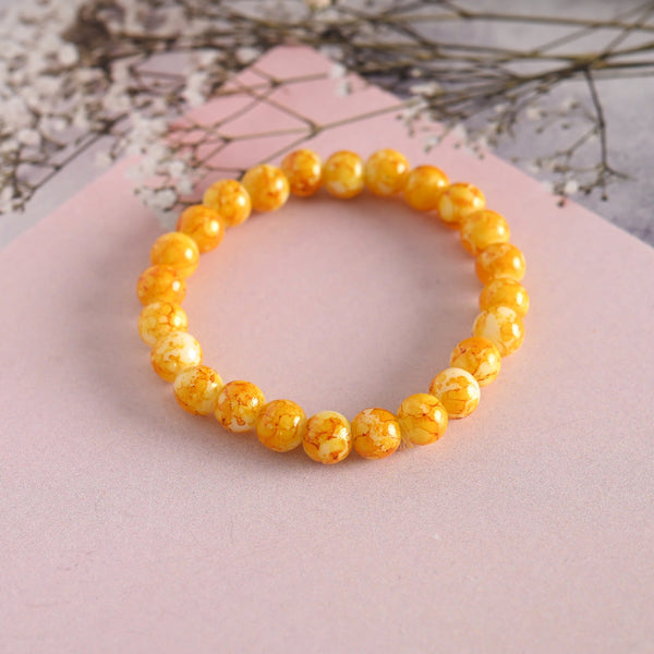 Unisex Yellow Marble Crystal Elasticated Bracelet | womensfashionfun