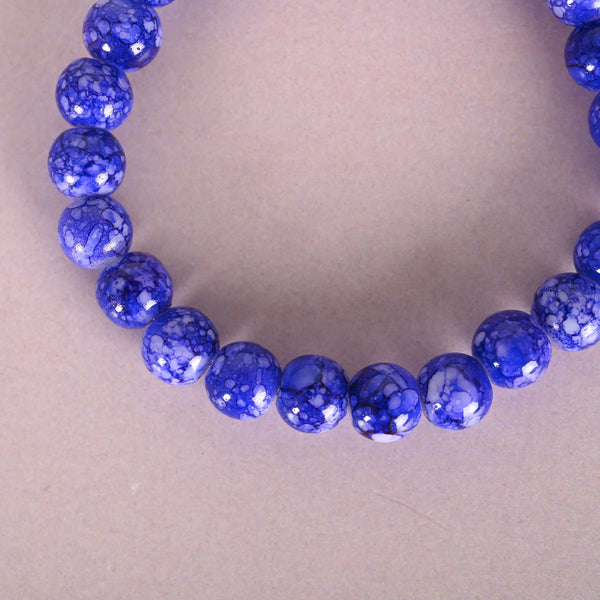 Unisex Blue Marble Crystal Elasticated Bracelet | womensfashionfun