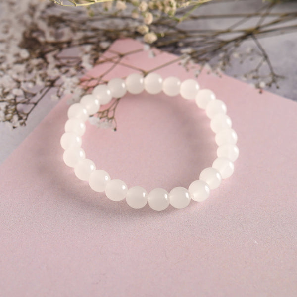 Unisex  White Marble Crystal Elasticated Bracelet | WomensFashionFun.com
