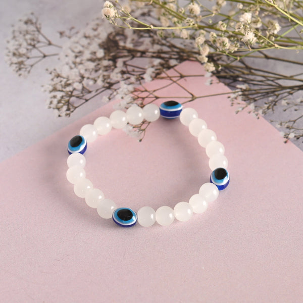 Unisex  White Marble Crystal Elasticated Bracelet | womensfashionfun