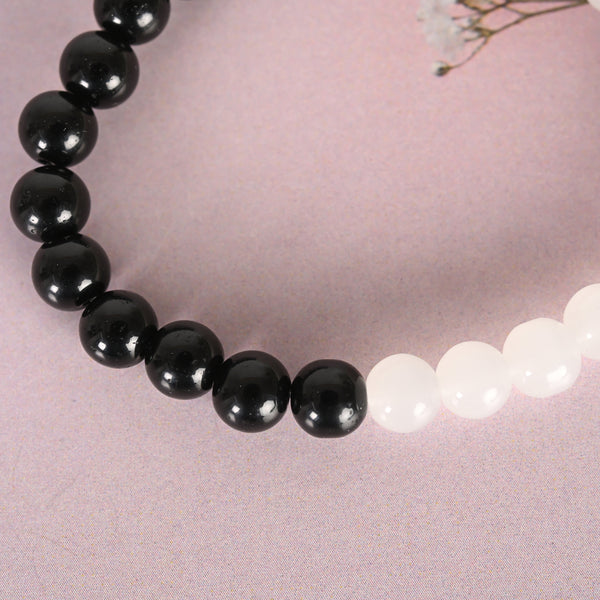 Unisex Black & White Marble crystal Elasticated Bracelet | womensfashionfun