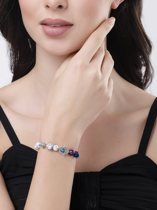 Unisex Multi colour Marble Crystal Elasticated Bracelet | WomensFashionFun.com
