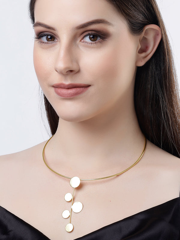 Women Gold-plated Circular Choker Necklace | WomensFashionFun.com